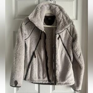 Small Womens Kuhl Flight Jacket Stone Beige Zip Plush Coat $189 Italian Fleece